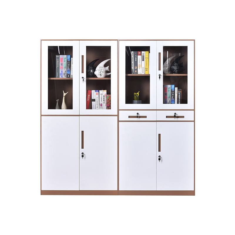 DXBG钢制办公柜拆装文件柜套色灰白玻璃门资料柜窄边铁皮柜带锁档案柜