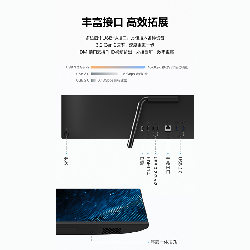 联想(Lenovo)小新27一体台式机电脑 27英寸大屏高清 家用办公网课学习台式电脑 商务高性能一体机(i5-1240P 16G 512GB SSD FHD屏幕)白色