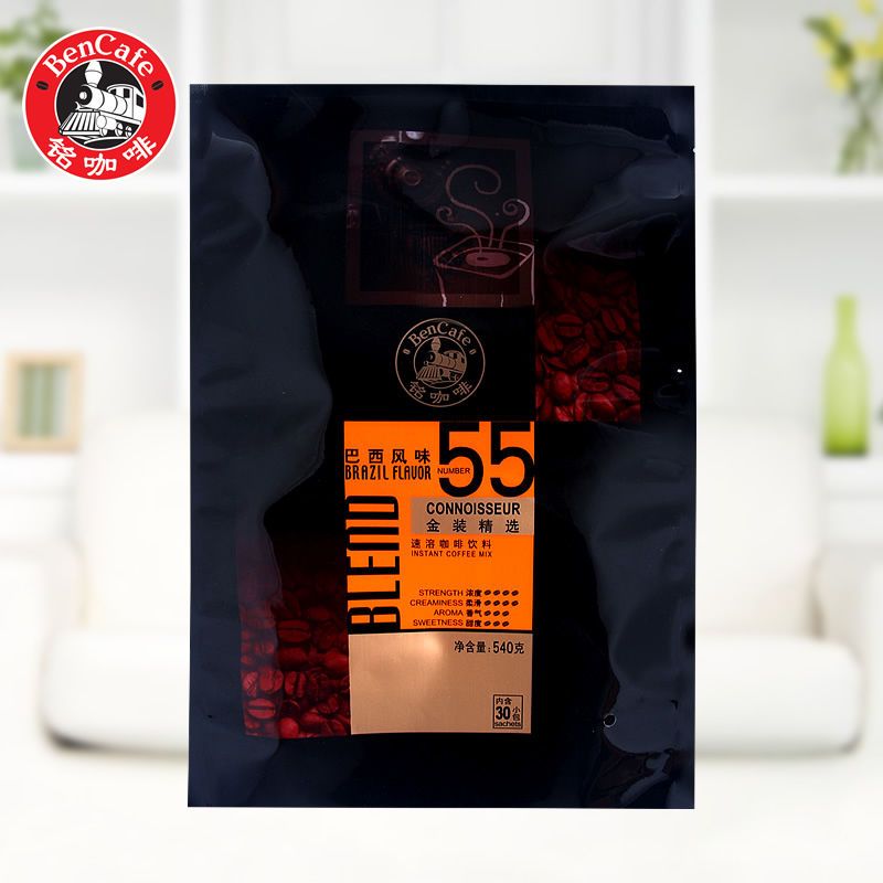 Ben/铭咖啡金装巴西风味不加蔗糖二合一速溶咖啡450g/30小包 巴西风味三合一