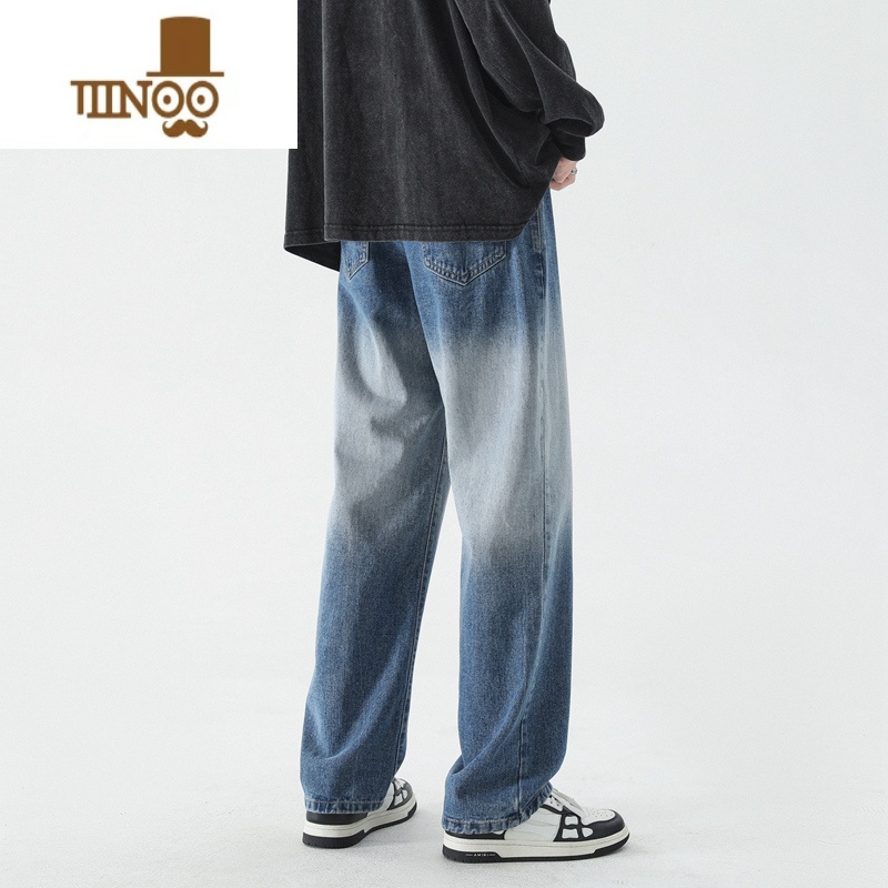 YANXU牛仔裤男夏季薄款宽松直筒裤子男生美式潮牌百搭休闲阔腿长裤高清大图
