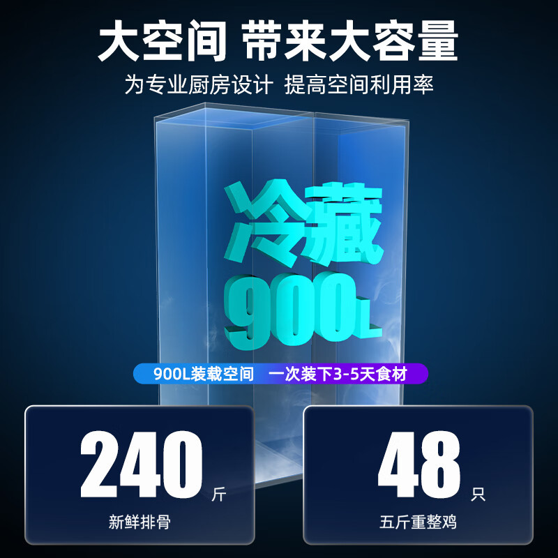星星BC-860FA四门全冷藏冰箱900升商用展示柜风冷铜管立式冰柜冷藏饭店厨房学校食堂保鲜设备后厨专用风冷无霜高清大图
