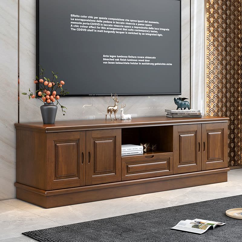 青木川 简约现代实木电视柜落地2025新款客厅家用小户型双层收纳储物柜床尾柜影视柜电视机柜矮柜图片