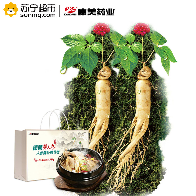 [敬请期待2018年8-9月份新鲜上市]康美 鲜人参 长白山原产地采挖新鲜人参山参 35g*2根 新鲜道地好参