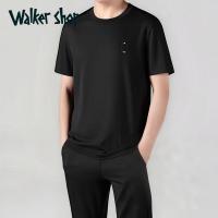 iChoice Walker Shop品牌运动套装夏季高端冰丝弹力短袖T恤两件套 黑色 XL