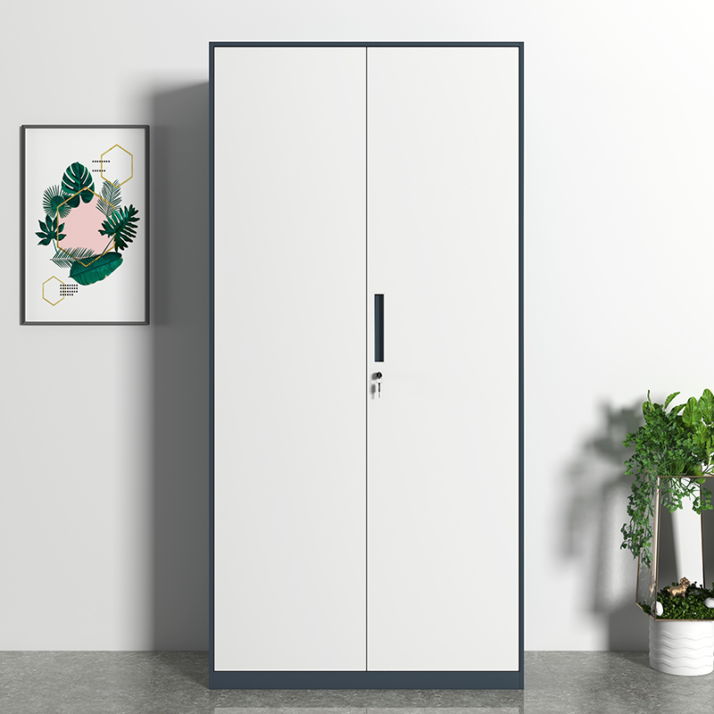 初嘉WJGT-005钢制文件柜窄边资料柜拆装档案柜带锁储物柜灰白套铁门文件柜