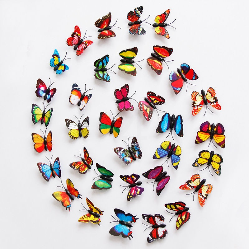 仿真昆虫玩具蝴蝶创意工艺品花园蝴蝶装饰厂家批10只彩色蝴蝶