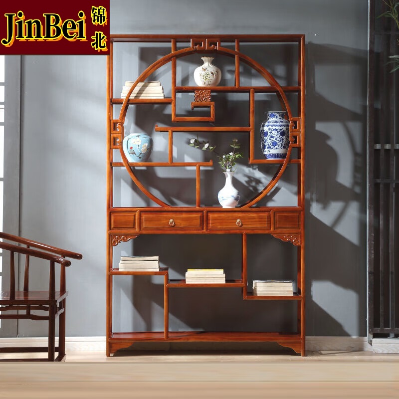 锦北博古架多宝阁茶叶架子新中式客厅办公室隔断置物架 多宝阁博古架高清大图