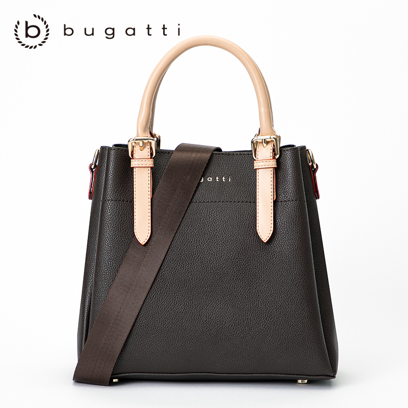 bugatti 德国轻奢品牌 新款女士棕色简约欧美风时尚手提包礼盒装斜跨包包妈妈款洋气质高级感女包