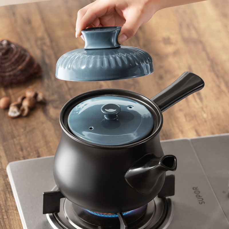 苏泊尔(SUPOR)砂锅炖锅家用欢喜系列燃气煲汤沙锅陶瓷煲石锅煤气专用2.5L药膳煲EB25SBT01送汤勺竹垫手套高清大图
