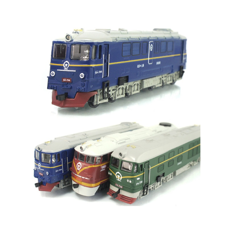 新款187东风火车头车厢合金模型声光古典绿皮火车模型古典红色车厢