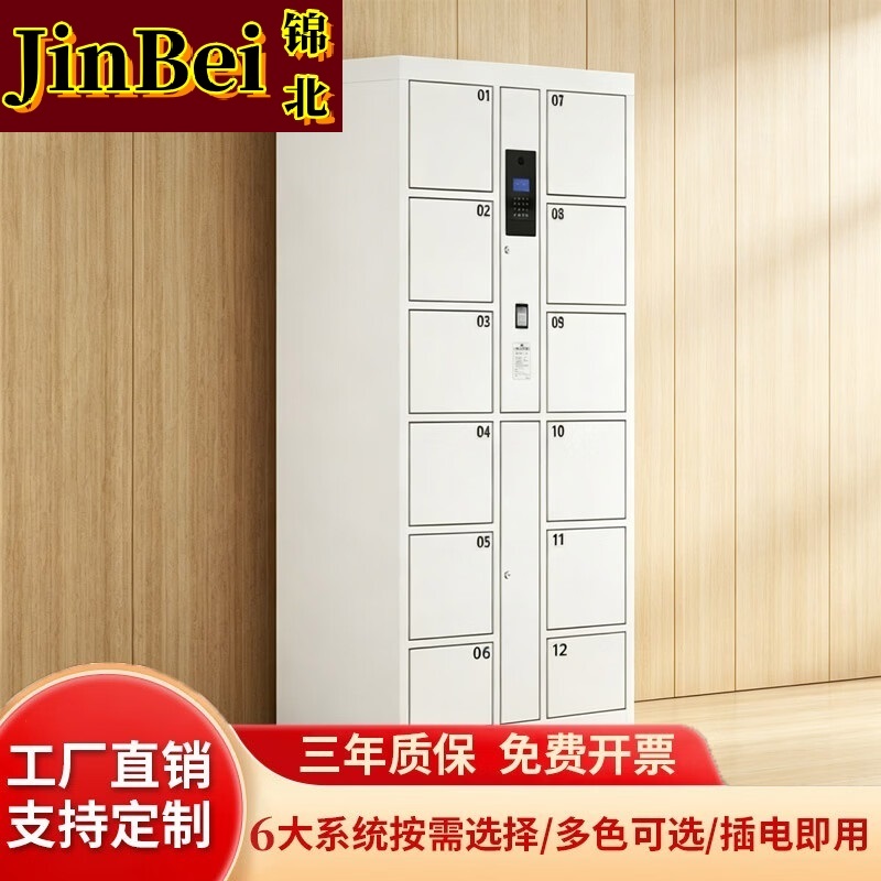 锦北 智能电子存包柜商场超市物品寄存柜铁皮储物柜 12门微信扫码款