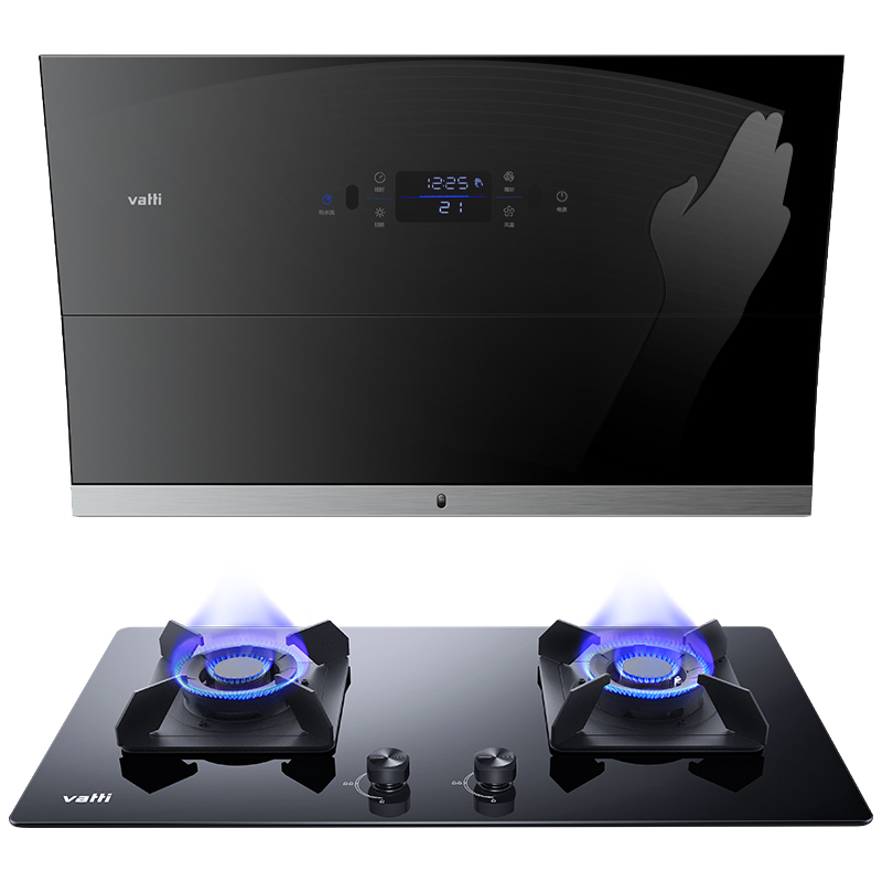 华帝(vatti)i11108+i10052B 烟灶套装21立方大吸力侧吸式热水清洗抽油烟机燃气灶具烟灶套餐(液化气)高清大图