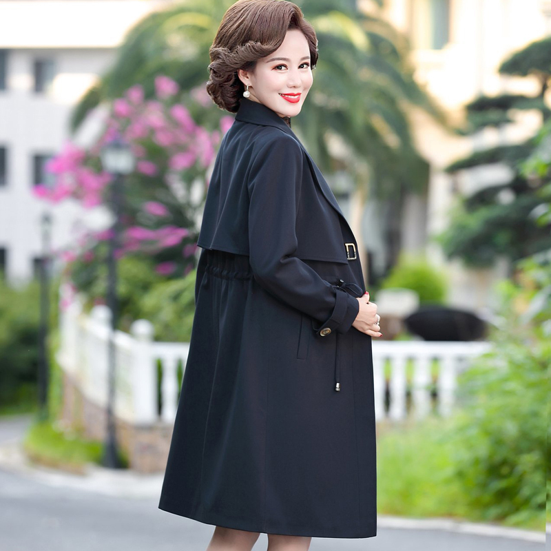 艳如飞女士风衣 艳如飞妈妈春秋装风衣外套中长款50岁中年阔太太洋气