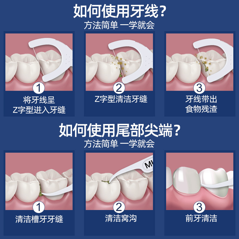 小鹿妈妈(FAWN MUM)高顺滑牙线御虎牙线棒袋装 100支/袋