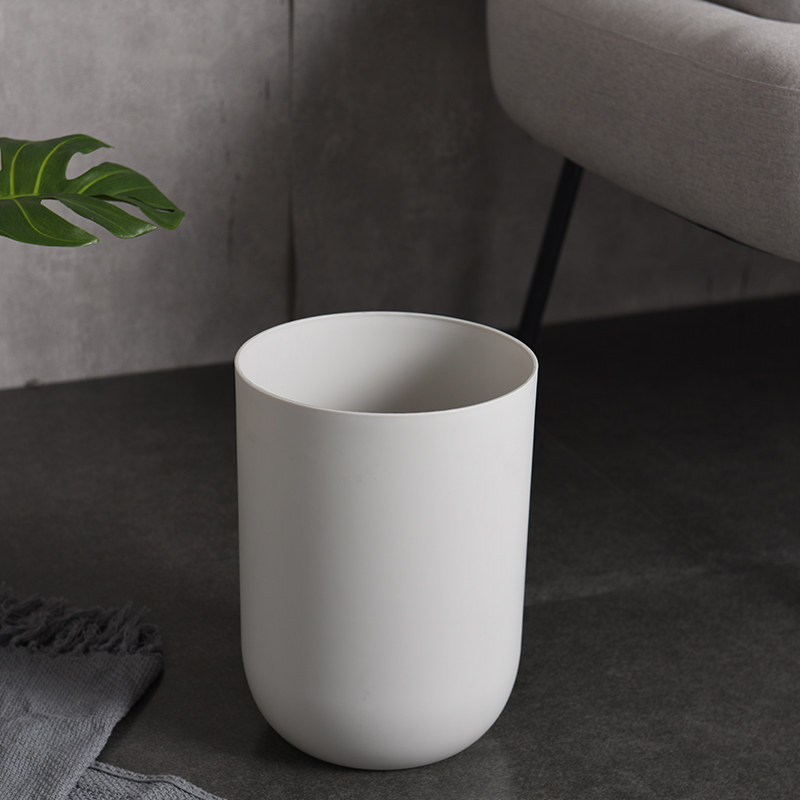 绵冠垃圾桶北欧客厅厨房卫生间创意可爱卧室家用简约无盖 小号白色