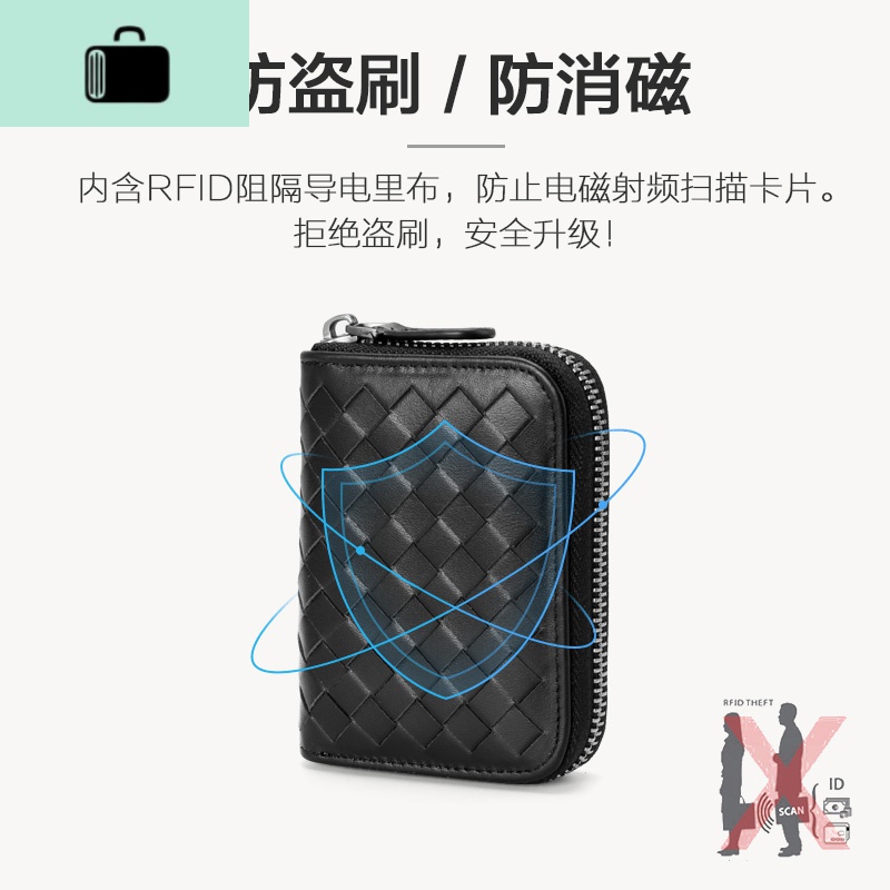 新款皮男式拉链皮编织卡包 多卡位女式信用卡片包 女士卡套潮NEW LAKE女士钱包/卡包高清大图