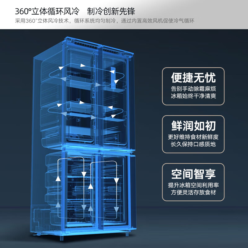 康佳(KONKA)503升智能双变频一级能效15天生态原鲜十字对开门电冰箱BCD-503WPEG4S