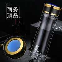 爱自由双层加厚玻璃男士商务水杯防烫便携杯子礼盒装