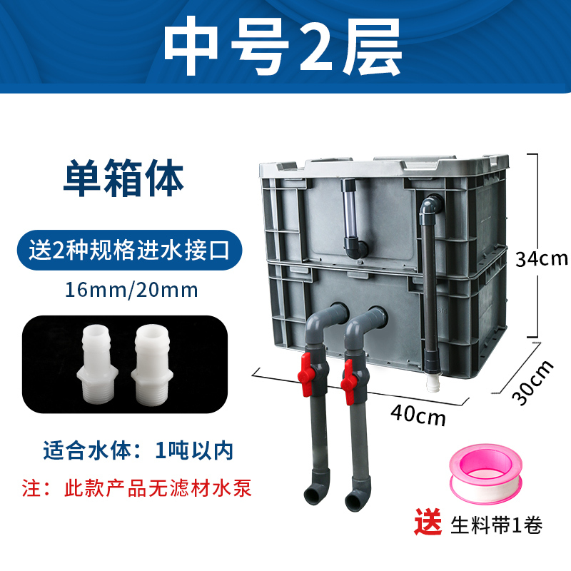 周转箱过滤箱鱼缸过滤器滴流盒上置过滤盒外置鱼池水循环系统 diy