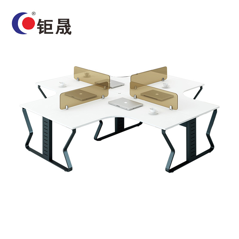 钜晟 办公桌简约时尚屏风电脑桌1.2米四人位钢架职员桌JS-GZ1204C