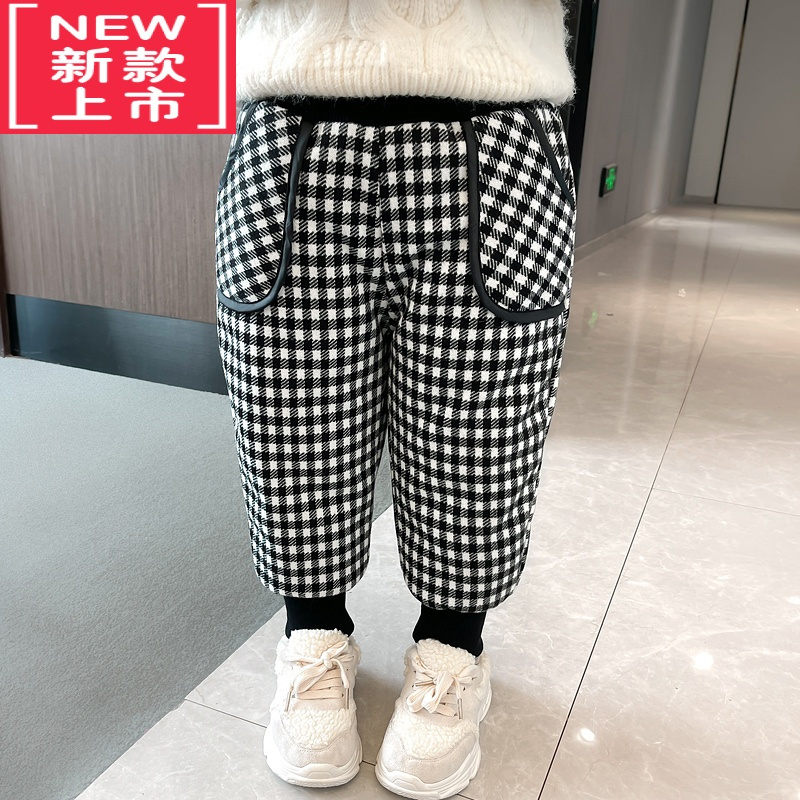 可莉允女童加绒裤子2022新款儿童洋气保暖休闲裤宝宝棉裤冬季加厚外穿保暖裤