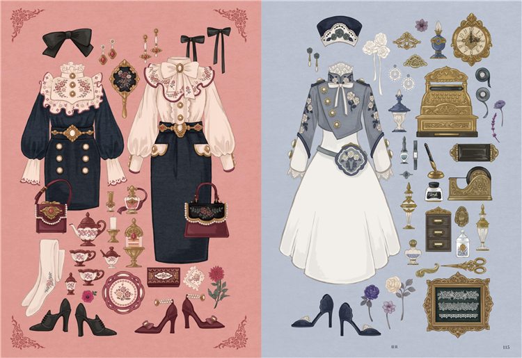 [正版]赠自封袋复古洋装空想博物馆 fouatons作品集铃兰街的洋装店美术日本插画集册水彩动漫画教程书中青雄狮高清大图