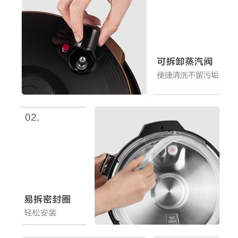 美的电压力锅 家用5L双胆大容量电压力煲智能电高压锅 MY-YL50M132高清大图