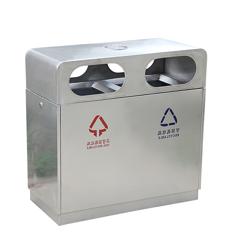 鑫环境 户外垃圾桶物业垃圾桶市政垃圾桶大号不锈钢环卫果皮箱小区公园室外分类双桶垃圾箱高清大图