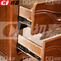 初嘉(CJ) 实木床头柜矮柜储物柜抽屉收纳柜 胡桃色