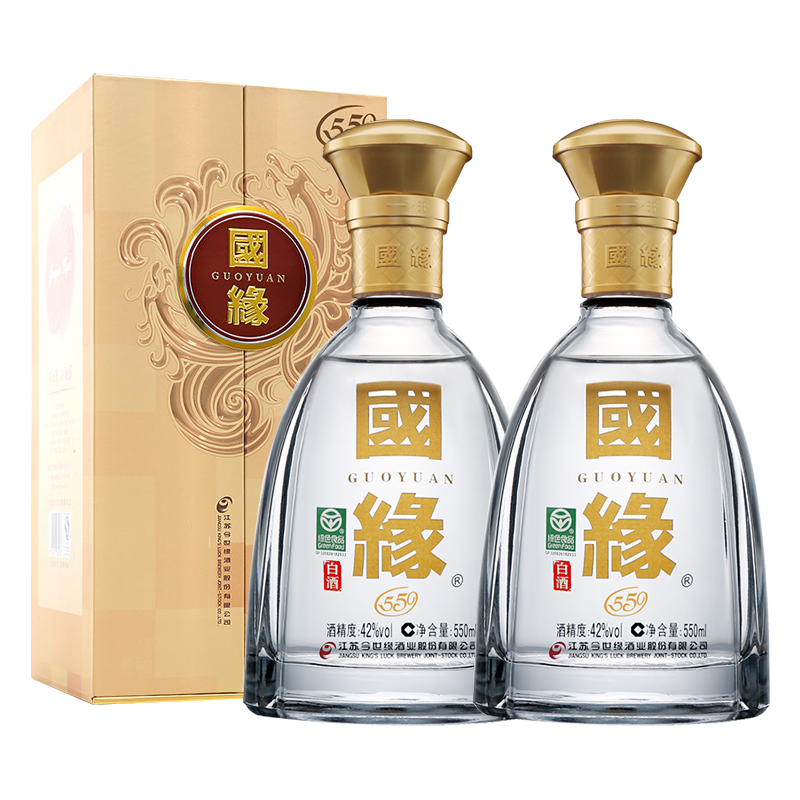 [升级版550ml]今世缘国缘对开 浓香型 白酒 42度550ml单品 商务 宴请 送礼