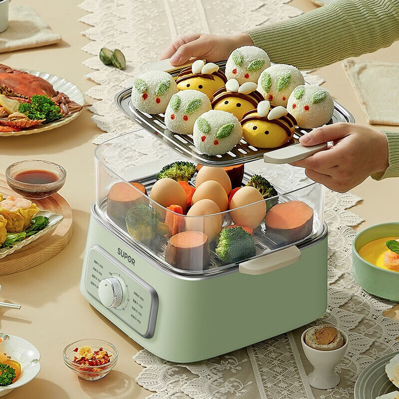 苏泊尔(SUPOR)电蒸锅家用电煮锅三层多功能透明可视化9.3L大容量蒸笼不锈钢蒸ZN23FK930高清大图