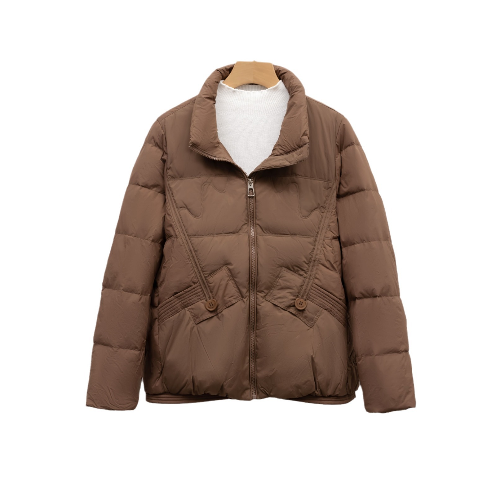 轻薄羽绒服女新款短款时尚小个子宽松立领白鸭绒保暖冬外套高清大图