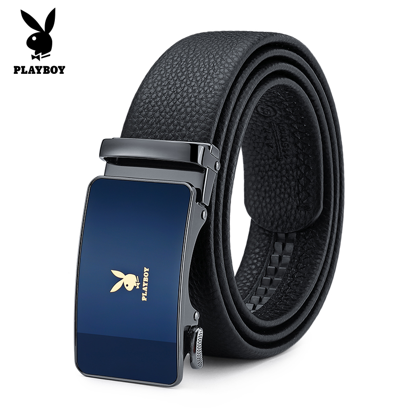 花花公子男士皮带新款腰带真皮自动扣镜面商务休闲裤带礼盒装正腰高清大图