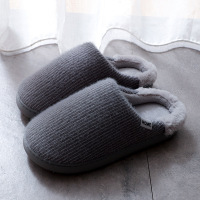 苏宁宜品 秋冬家居室内厚底简约情侣外穿防滑毛毛绒拖鞋-21287