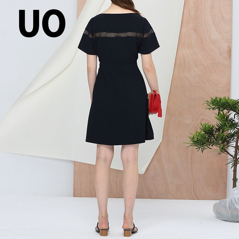 UO简约时尚镂空连衣裙女拼接修身裙