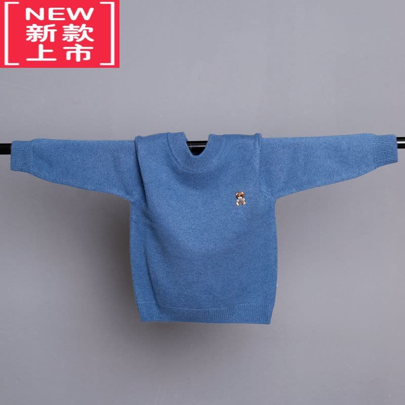 可莉允儿童纯山衫男童半高领套头双层女童宝宝毛衣中大童衫加厚图片