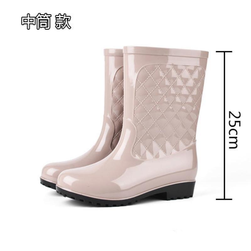 四季雨鞋女中筒高筒雨靴防滑加绒可拆保暖防水时尚女士胶鞋水鞋冬 中筒2235杏色[没加棉] 36