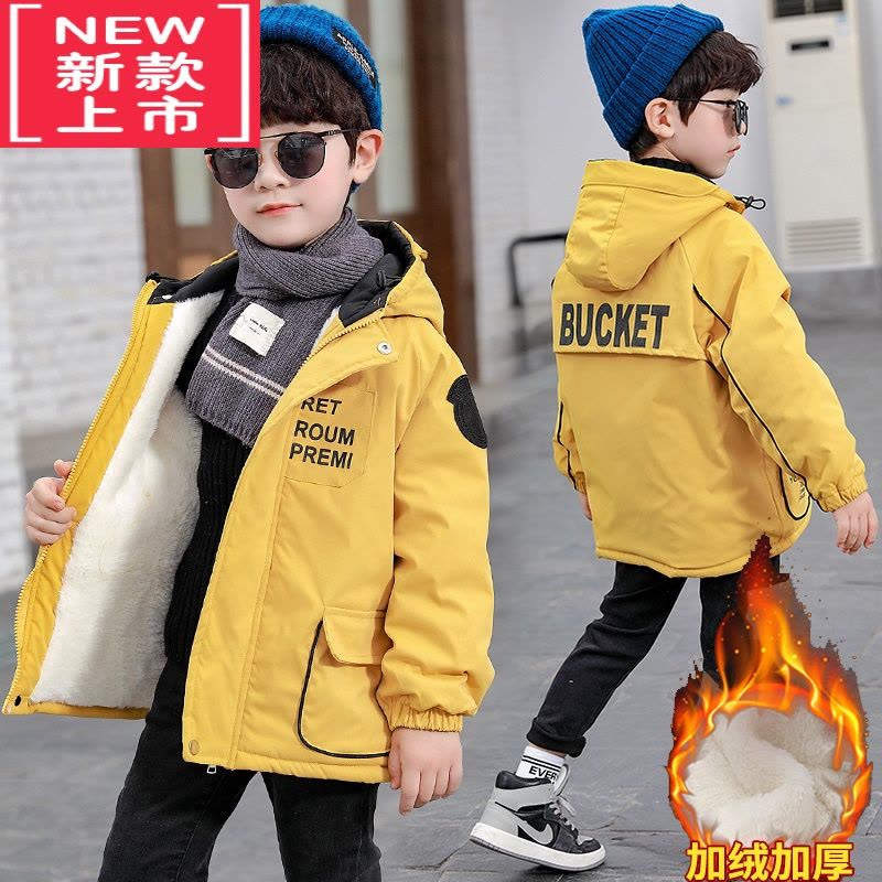 可莉允男童冬装加厚派克服2022新款洋气儿童韩版加绒外套8中大童9帅气潮棉服图片