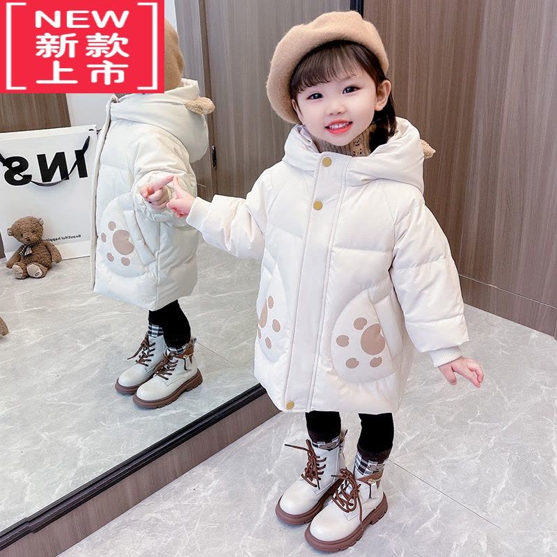 可莉允女童冬装外套2022年新款宝宝保暖棉服羽绒棉衣小童加厚棉袄中长款图片