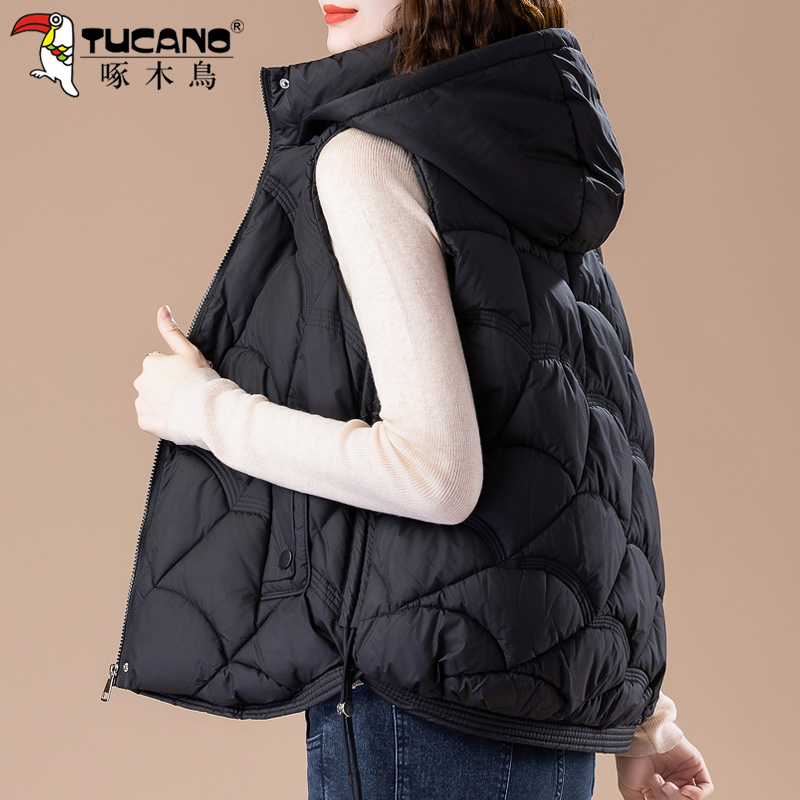 啄木鸟女士羽绒棉马甲女冬季2024新款妈妈洋气减龄轻薄款保暖马减高清大图