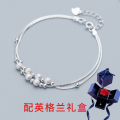 鑫铂尼手链女纯925银双层转运珠学生韩版手饰 手镯女士简约闺蜜女生情侣首饰时尚饰品生日礼物女友 双层转运珠手链+英格兰礼盒