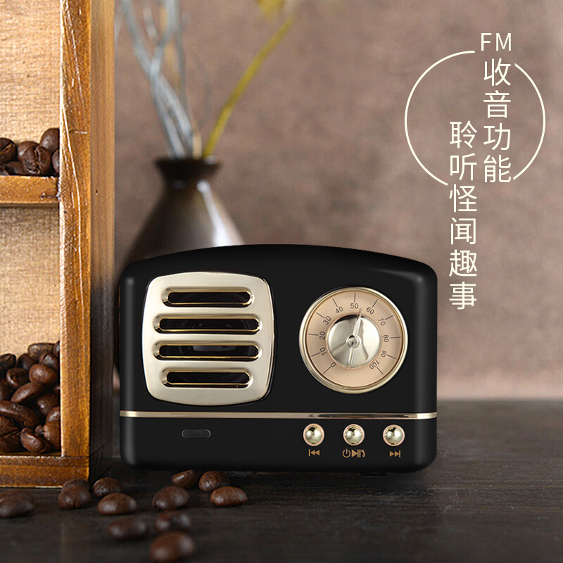 HYUNDAI 收音机便携复古怀旧迷你音箱 M11 黑色高清大图