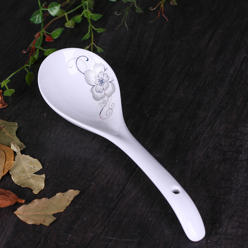 世家 2个大勺 陶瓷骨瓷酒店家用大汤勺大调羹粥勺大饭勺大汤匙长柄勺