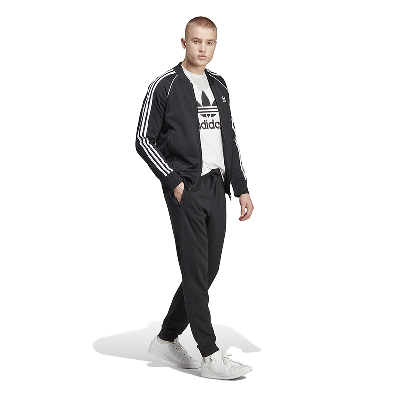 adidas originals Essentials 纯色Logo标识束脚运动裤 男款 黑色 HR8616