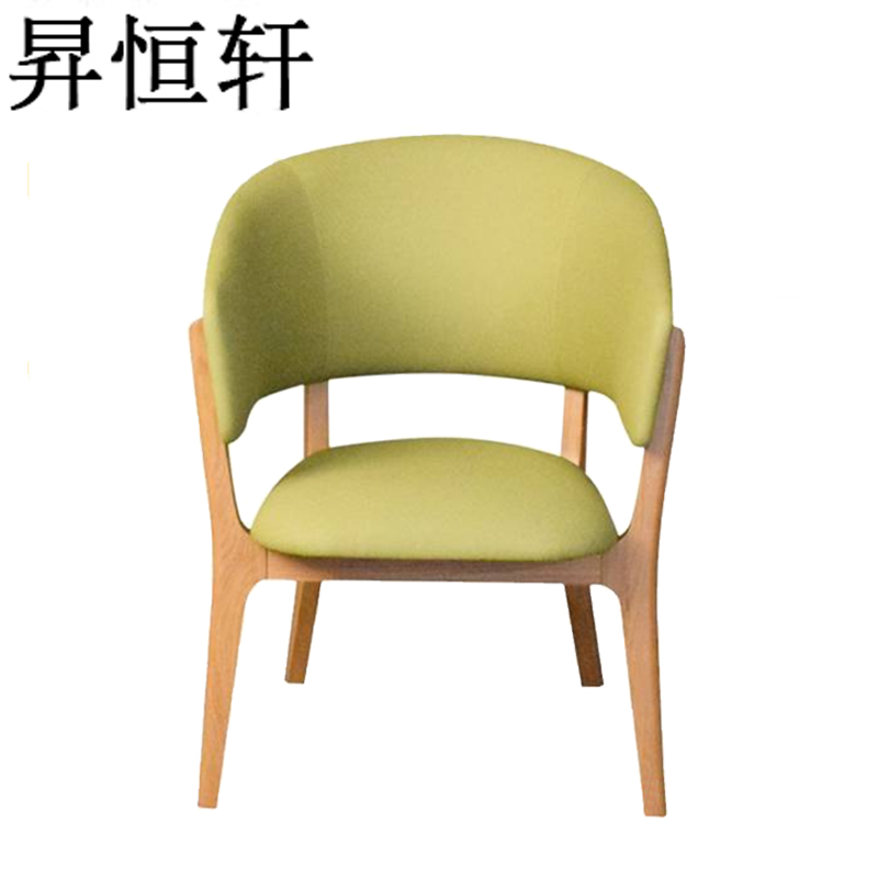 昇恒轩 单人沙发实木餐椅现代简约带扶手皮椅/个(绿色)高清大图