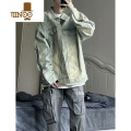 YANXU美式复古Vibe黄泥水洗做旧翻领牛仔夹克男潮牌高街情侣拉链外套X