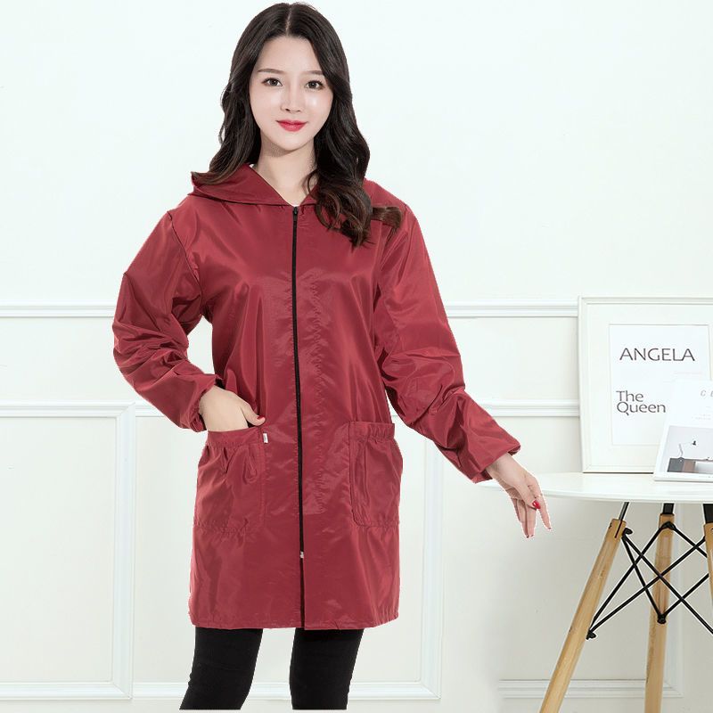 黑色拉链薄款xl80100斤干活穿成人罩衣拉链薄款围裙防水防油厨房家用