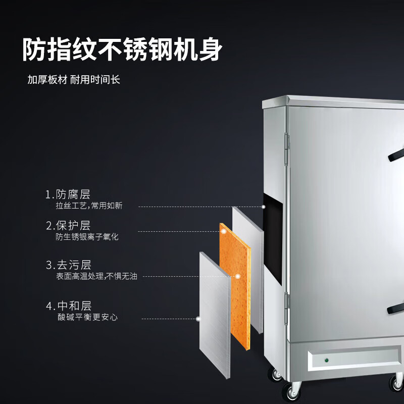 芙伦特 蒸饭柜商用蒸箱豪华款大容量单门十盘蒸饭柜 1000W/380V FLT-GT-ZFJ10-HK高清大图