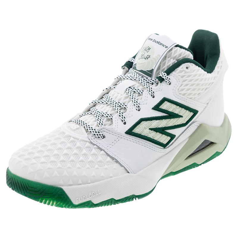 新百伦(New Balance)女子网球鞋宽版白绿拼色高帮稳定支撑回弹舒