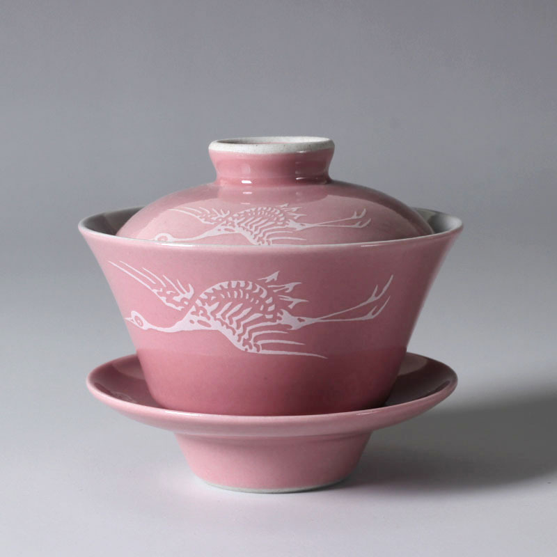 lichen景德镇陶瓷盖碗颜色釉堆白功夫茶具茶杯视频